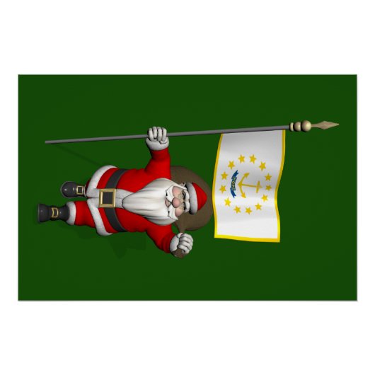 Der Weihnachtsmann mit dem Ensign von Rhode Island Poster (Vorderseite)