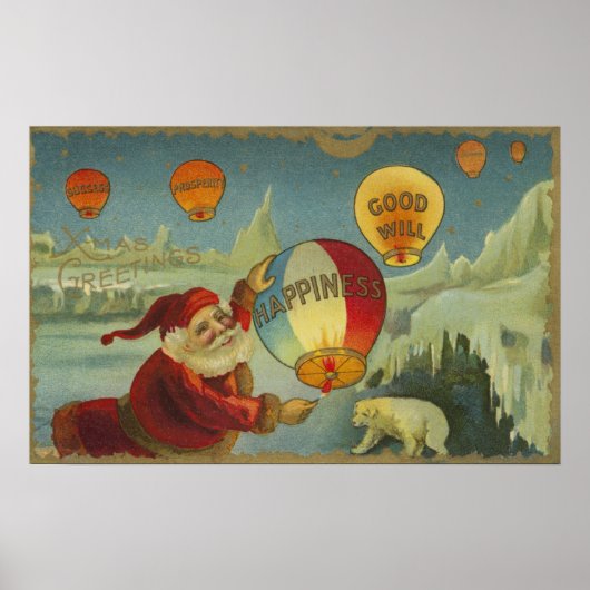 Der Weihnachtsmann mit dem Glückspilz Poster (Vorne)