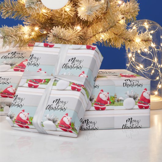 Der Weihnachtsmann mit dem Golfball zu Weihnachten Geschenkpapier (Feiertage)