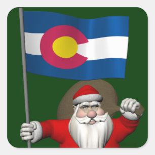 Der Weihnachtsmann mit dem Stich des Colorado Quadratischer Aufkleber