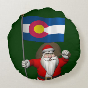 Der Weihnachtsmann mit dem Stich des Colorado Rundes Kissen