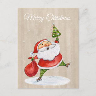 Der Weihnachtsmann mit dem Weihnachtsbaum Wasserfa Feiertagspostkarte