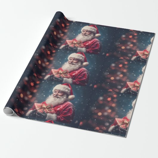 Der Weihnachtsmann mit dem Weihnachtsdesign Geschenkpapier (Ungerollt)