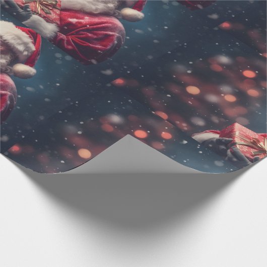 Der Weihnachtsmann mit dem Weihnachtsdesign Geschenkpapier (Ecke)