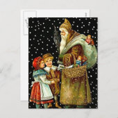 Der Weihnachtsmann mit den Kindern Feiertagspostkarte (Vorne/Hinten)