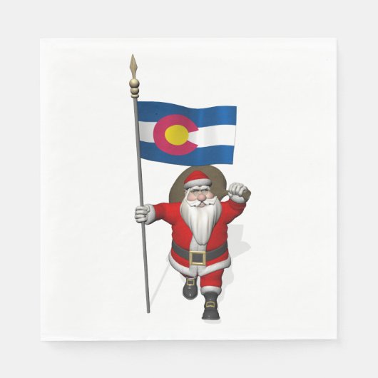 Der Weihnachtsmann mit der Fahne Colorado Serviette (Vorderseite)
