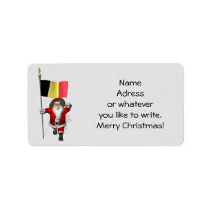 Der Weihnachtsmann mit der Flagge Belgiens Adressaufkleber