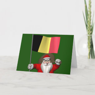 Der Weihnachtsmann mit der Flagge Belgiens Feiertagskarte
