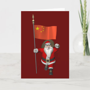 Der Weihnachtsmann mit der Flagge der China Feiertagskarte