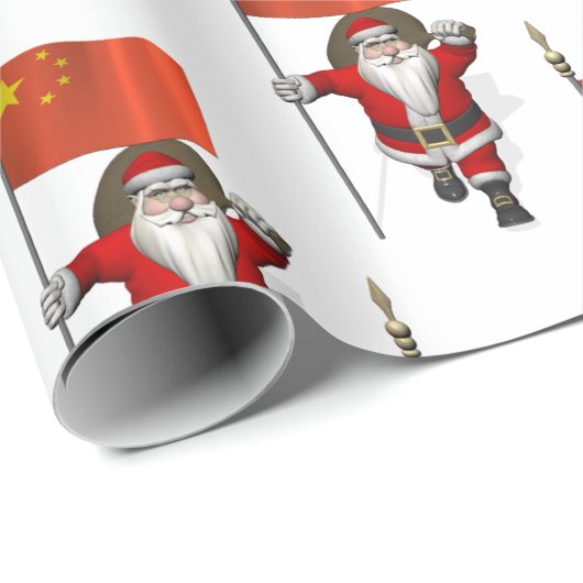 Der Weihnachtsmann mit der Flagge der China Geschenkpapier (Rolleneckpunkt)