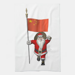 Der Weihnachtsmann mit der Flagge der China Handtuch