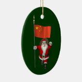 Der Weihnachtsmann mit der Flagge der China Keramikornament (Rechts)