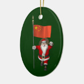 Der Weihnachtsmann mit der Flagge der China Keramikornament (Links)