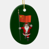 Der Weihnachtsmann mit der Flagge der China Keramikornament (Hinten)