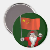 Der Weihnachtsmann mit der Flagge der China Magnet (Vorderseite/Rückseite)