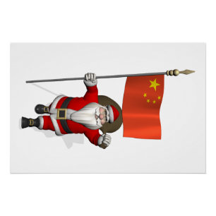 Der Weihnachtsmann mit der Flagge der China Poster
