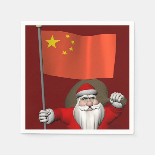 Der Weihnachtsmann mit der Flagge der China Serviette (Vorderseite)