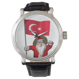 Der Weihnachtsmann mit der Flagge der Türkei Armbanduhr