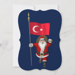 Der Weihnachtsmann mit der Flagge der Türkei Feiertagskarte