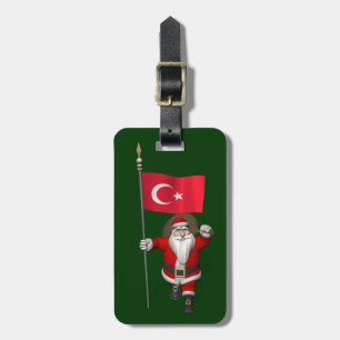 Der Weihnachtsmann mit der Flagge der Türkei Gepäckanhänger