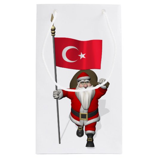 Der Weihnachtsmann mit der Flagge der Türkei Kleine Geschenktüte (Rückseite)
