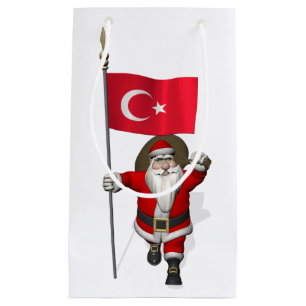 Der Weihnachtsmann mit der Flagge der Türkei Kleine Geschenktüte