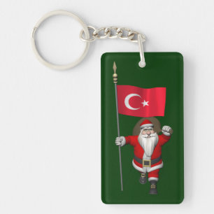 Der Weihnachtsmann mit der Flagge der Türkei Schlüsselanhänger