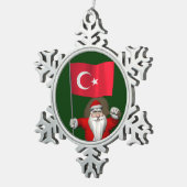 Der Weihnachtsmann mit der Flagge der Türkei Schneeflocken Zinn-Ornament (Rechts)