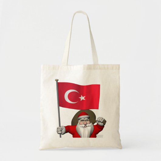 Der Weihnachtsmann mit der Flagge der Türkei Tragetasche (Vorne)