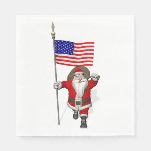 Der Weihnachtsmann mit der Flagge der USA Serviette