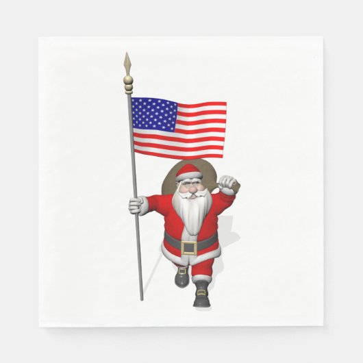 Der Weihnachtsmann mit der Flagge der USA Serviette (Vorderseite)