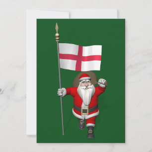 Der Weihnachtsmann mit der Flagge Englands Feiertagskarte