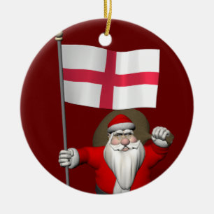 Der Weihnachtsmann mit der Flagge Englands Keramikornament