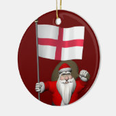 Der Weihnachtsmann mit der Flagge Englands Keramikornament (Links)