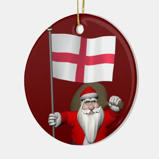 Der Weihnachtsmann mit der Flagge Englands Keramikornament (Links)