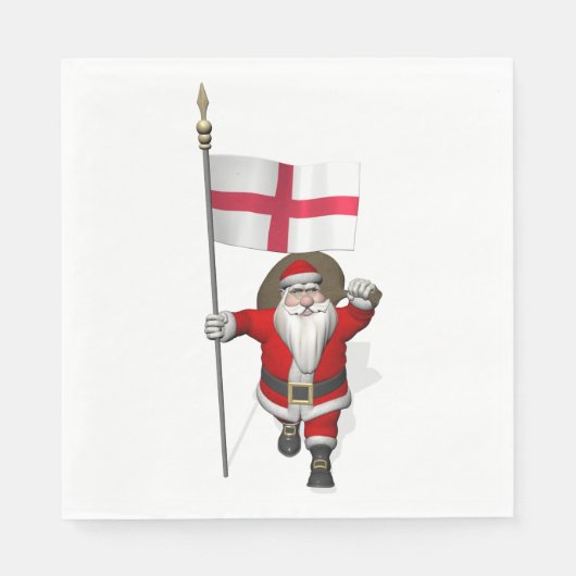 Der Weihnachtsmann mit der Flagge Englands Serviette (Vorderseite)