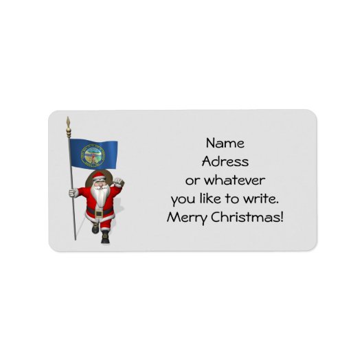 Der Weihnachtsmann mit der Flagge Nebraskas Adressaufkleber (Vorne)