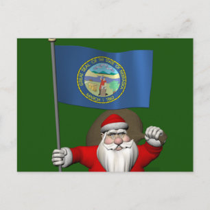 Der Weihnachtsmann mit der Flagge Nebraskas Feiertagspostkarte