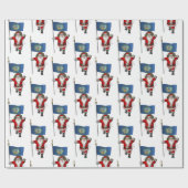 Der Weihnachtsmann mit der Flagge Nebraskas Geschenkpapier (Flach)