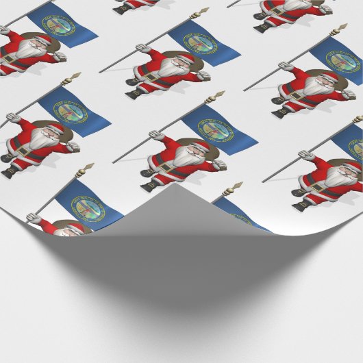 Der Weihnachtsmann mit der Flagge Nebraskas Geschenkpapier (Ecke)