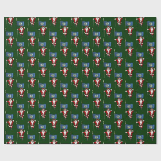Der Weihnachtsmann mit der Flagge Nebraskas Geschenkpapier (Flach)