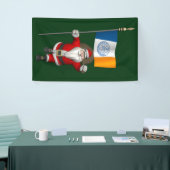 Der Weihnachtsmann mit der Flagge New Yorks Banner (Messeveranstaltung)