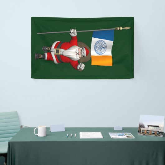 Der Weihnachtsmann mit der Flagge New Yorks Banner (Messeveranstaltung)