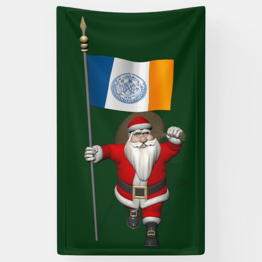 Der Weihnachtsmann mit der Flagge New Yorks Banner (Vertikal)