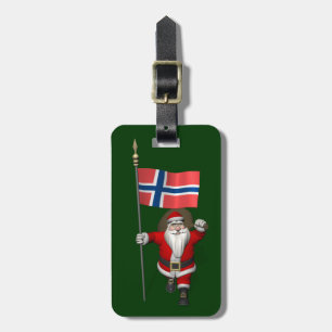 Der Weihnachtsmann mit der Flagge Norwegens Gepäckanhänger