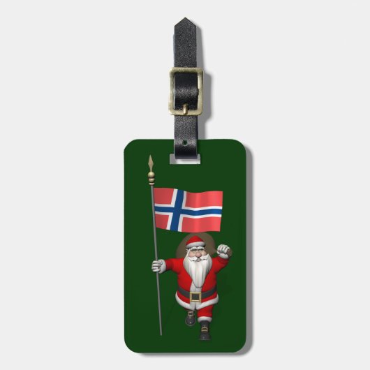Der Weihnachtsmann mit der Flagge Norwegens Gepäckanhänger (Vorderseite vertikal)