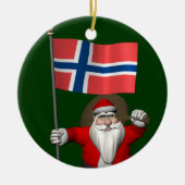 Der Weihnachtsmann mit der Flagge Norwegens Keramikornament (Vorne)