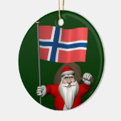 Der Weihnachtsmann mit der Flagge Norwegens Keramikornament (Links)
