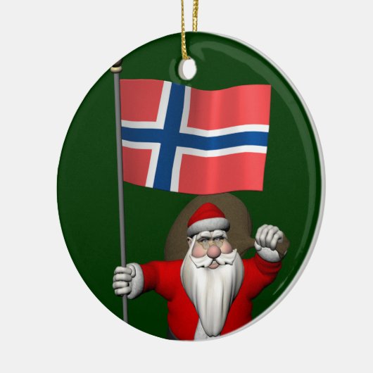 Der Weihnachtsmann mit der Flagge Norwegens Keramikornament (Links)