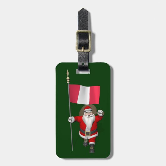 Der Weihnachtsmann mit der Flagge Perus Gepäckanhänger (Vorderseite vertikal)